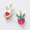 6pcs Real Gold Plated CZ Pave Strawberry Charm, Tiny Mini Strawberry, Zircon Strawberry Pendant, fruit Charm, Food, Pave Charm