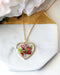 Handmade Pressed Real Flower Floral Resin Heart Pendant Necklace Gift for Women Girls