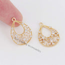 10pcs Gold Plated Teardrop Zircon Charm, cz Pave Teardrop Pendant, Jewelry Making Materials