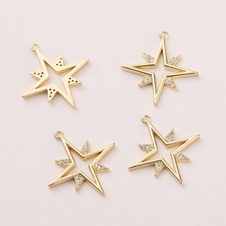 10pcs Real 18K Gold Plated Star Charm,Gold Initial Charm,Vermeil Star Pendant,Tiny Gold Star,cz pave star Charm