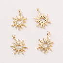 6pcs High Quality Real Gold Plated Sun Charm , cz Pave Sun Pendant,Bracelet Necklace Pendant, Sunflower Charm, Nickel free