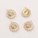 6pcs Real 18k Shiny Gold Daisy Flower Charms, CZ Pave Daisy Pendant, Dainty Flower Charms, Necklace Charm, Bracelet Charms, Nickel-free