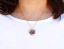 Handmade Pressed Real Flower Floral Resin Heart Pendant Necklace Gift for Women Girls