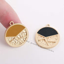 10pcs Matt Gold Plated Round Charm, Round Enamel Pendant