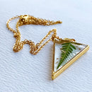 Fern Pendant Necklace, Dainty Gold Necklace, Handmade Necklace Pendant, Pressed Fern Pendant, 18K Gold Chain, Christmas Gift