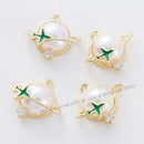 10pcs Real Gold Plated Planet Charm Pendant Pearl Planet Charm