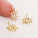 6pcs High Quality Real Gold Plated Sun Charm , cz Pave Sun Pendant,Bracelet Necklace Pendant, Sunflower Charm, Nickel free