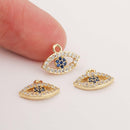 6pcs Real 18K Gold Plated Evil Eye Charm,Gold Initial Charm,Blue Evil Eye,Vermeil Evil Eye Pendant,cz Pave Evil Eye Pendant, Finding