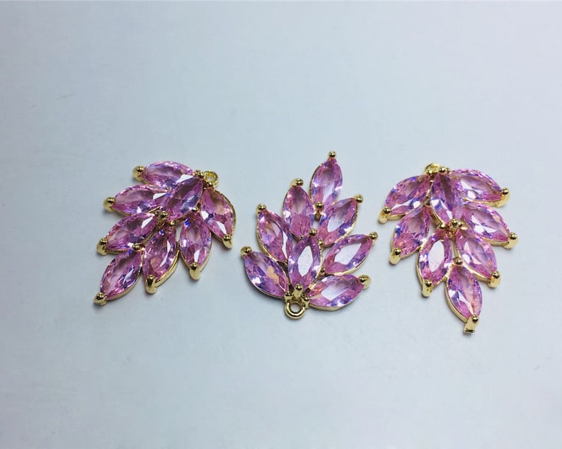 10pcs 17X24mm large leaves cz pave Leaves charm,bracelet necklace pendant,pave charm, Material Craft Supplies