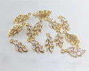 10pcs 7X17mm small leaves cz pave Leaves charm, brass gold plated bracelet necklace pendant, pave charm