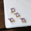 10pcs Gold Plated Glass zircon Charm, crystal Connector, Glass zircon round double pendant, DIY Jewelry Supply