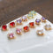 10pcs Gold Plated Glass zircon Charm, crystal Connector, Glass zircon round double pendant, DIY Jewelry Supply