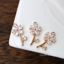 10pcs Five petal flower pendant, Gold Plated flowe Charm, Zircon Charm, 11X23mm CZ Pave Pendant Charm, Quality Jewelry Suppl