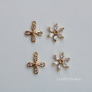 10PCS 12mm Zirconia Flower Charm, gold plated gold CZ Pave Flower Pendant, Jewelry Making, DIY Material, Crafts Supplies