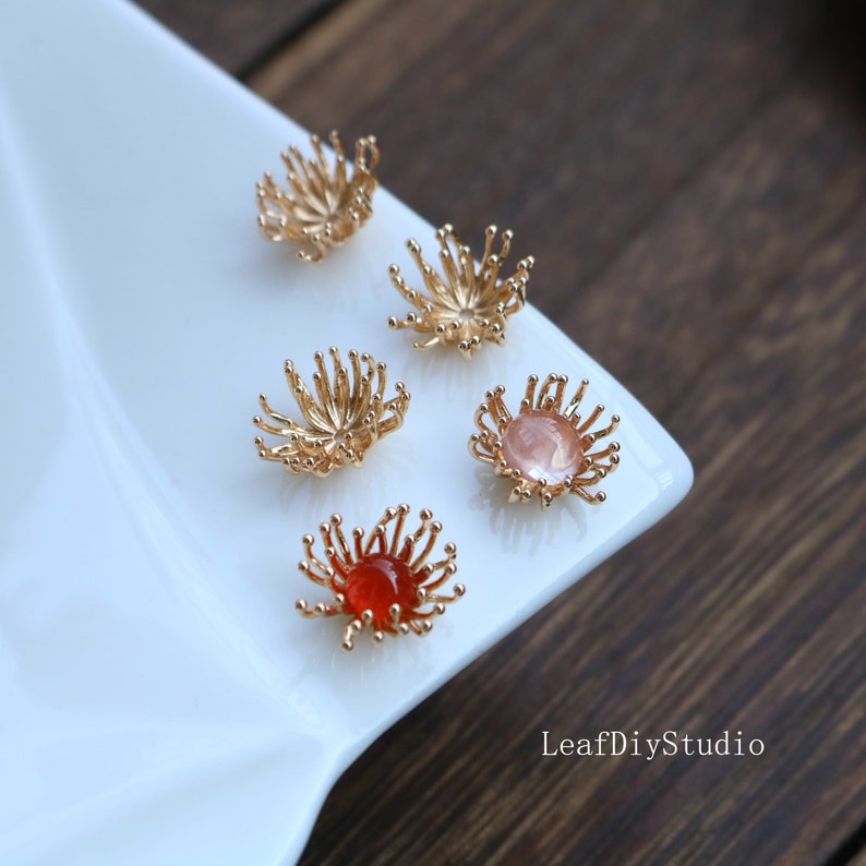 20pcs 15mm copper two-layer flower heart trays, Stamen blank, receptacle, Handmade headwear materials