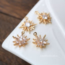 10PCS Sun flower Cubic Zirconia Snowflake Charms, CZ Pave Flower Pendant, Rhinestone Charm, diy jewelry accessories