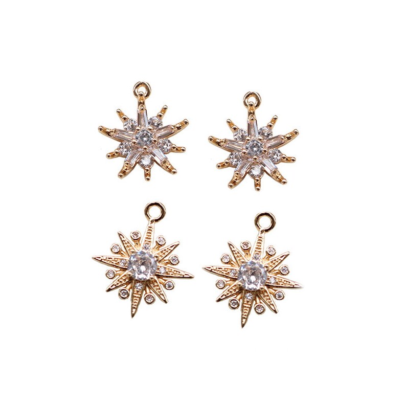 10PCS Sun flower Cubic Zirconia Snowflake Charms, CZ Pave Flower Pendant, Rhinestone Charm, diy jewelry accessories