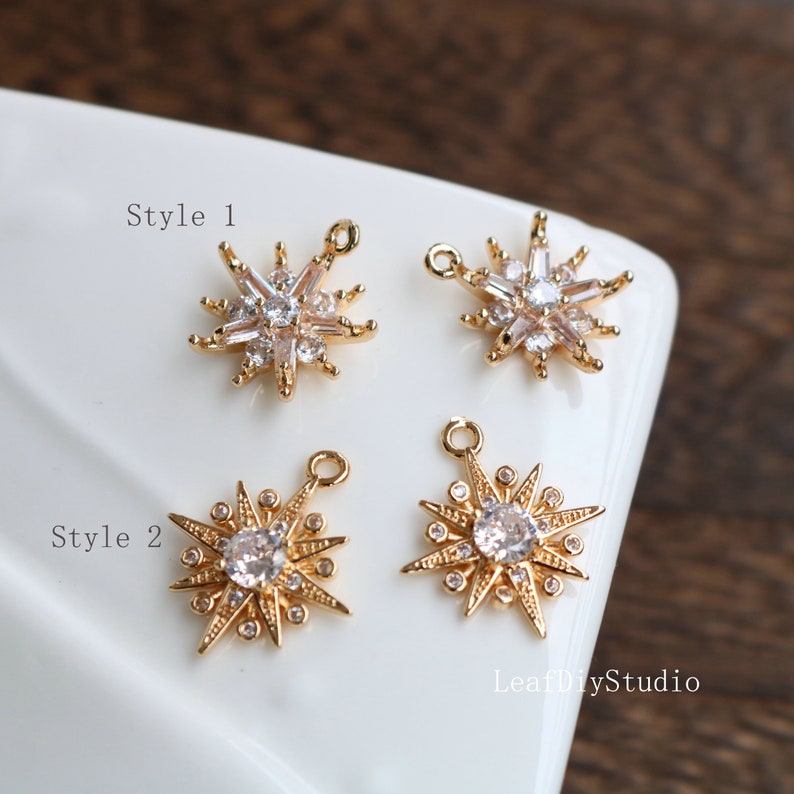 10PCS Sun flower Cubic Zirconia Snowflake Charms, CZ Pave Flower Pendant, Rhinestone Charm, diy jewelry accessories