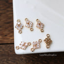 10pcs cz pave Leaves charm, bracelet necklace pendant, pave charm, gold plated over brass, crystal CZ Pave Connector