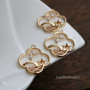 10pcs Four leaf clover Zirconia Charms, 24mm Small bridge and flowing water CZ Pave Flower Pendant, diy Jewelry Making