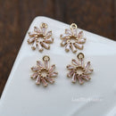 10pcs Flower zircon Charm pendant, 13mm Flower Zircon Charm, CZ Pave Pendant Charm, DIY Jewelry Making