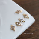 20pcs 6mm zircon Four-leaf clover shape cz pave charm pendant, flower pave charm, gold plated over brass, crystal CZ Pave Connector