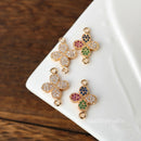 10pcs clover zircon, Four-leaf clover shape cz pave charm pendant, flower pave charm, crystal CZ Pave Connecto