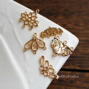 10pcs flower charm pendant, cz pave charm, crystal pendant