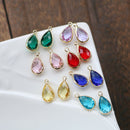 20pc Teardrop Glass zircon pendant Charm, Zircon Charm CZ Pave Pendant Charm, DIY pendant Jewelry Making