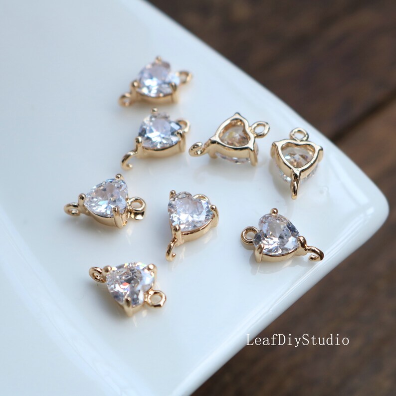 10pcs Heart Zircon Charms, Heart CZ Pave connector, pave charm diy Jewelry Making, wholesale prices