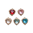 10pcs Heart Glass zircon Charm pendant, Zircon Charm, CZ Pave Pendant Charm, Heart necklace pendant Jewelry Making