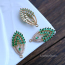 10pcs Peacock feather CZ Pave Charm, Peacock feather zircon Charm Pendant, Diy Glass crystal Pave Charm, Jewelry Making Supplies