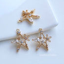 10pcs stars CZ Pave Charm, 17x20mm zircon Charm Pendant, flower Five-pointed star Diy Glass crystal Pave Charm, Jewelry Making Supplies