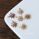 10PCS 10mm Tiny Cubic Zirconia Flower Charm, gold plated gold CZ Pave Flower Pendant,Jewelry Making, DIY Material, Crafts Supplies