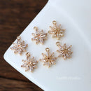 10PCS 10mm Tiny Cubic Zirconia Flower Charm, gold plated gold CZ Pave Flower Pendant,Jewelry Making, DIY Material, Crafts Supplies