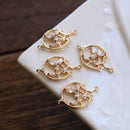 10pcs Three leaves flower CZ Pave Charm, zircon Charm Pendant, Diy Glass crystal Pave Charm, Jewelry Making Supplies