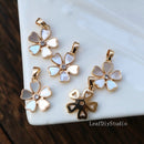 2pcs White fritillary Five petal flower Pendant Charm, earrings bracelet necklace pendant Jewelry Making,wholesale prices