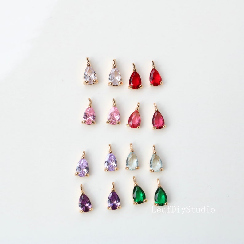 20pcs Teardrop Glass zircon Charm pendant, 6x4mm Zircon Charm, CZ Pave Pendant Charm, DIY earrings necklace pendant Jewelry Making 11 color