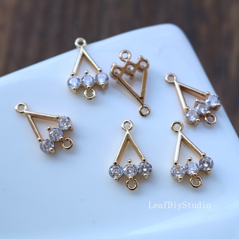 10pcs Triangle CZ Pave Charm pendant, Triangle zircon crystal Connector, Diy Glass crystal Pave Charm, Jewelry Making Supplies