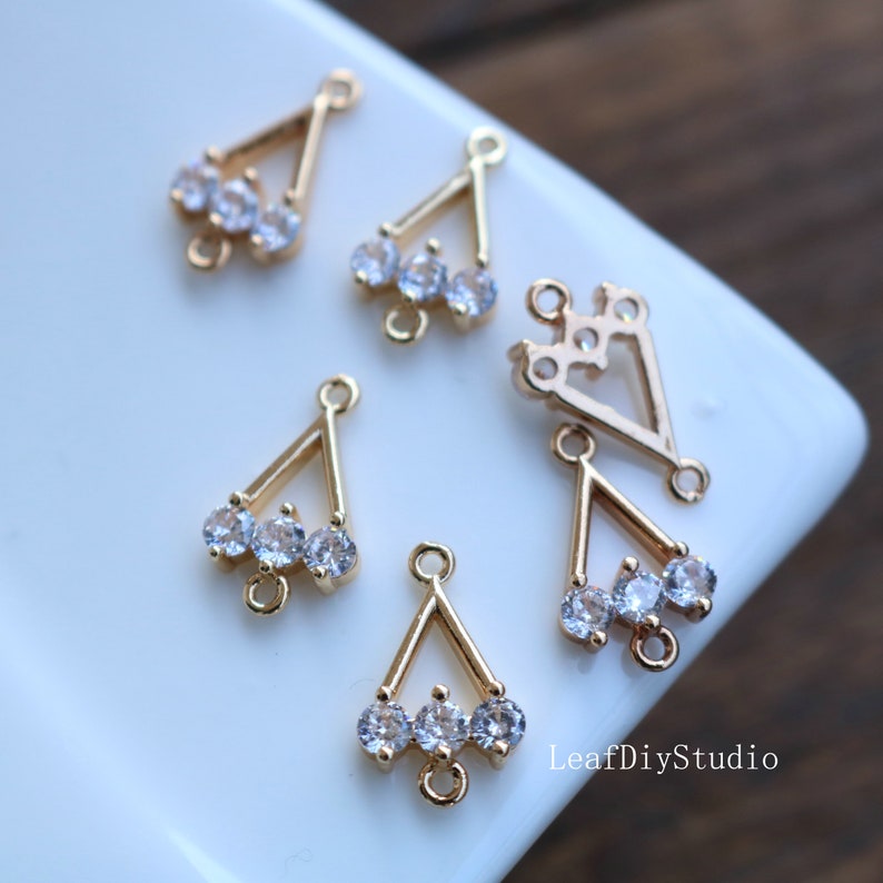 10pcs Triangle CZ Pave Charm pendant, Triangle zircon crystal Connector, Diy Glass crystal Pave Charm, Jewelry Making Supplies