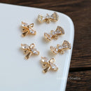 10pcs diy zircon Connector Pendant Charm, Rhinestone Bow Charm Pendant, Bezel Gemstone, wholesale prices