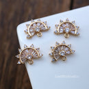 10pcs fan CZ Pave Charm, zircon Charm Pendant, fan crystal Pave Charm, Jewelry Making Supplies