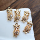 10pcs owl CZ Pave Charm, zircon owl Charm Pendant, crystal Pave Charm, owl Jewelry Making Supplies wholesale prices