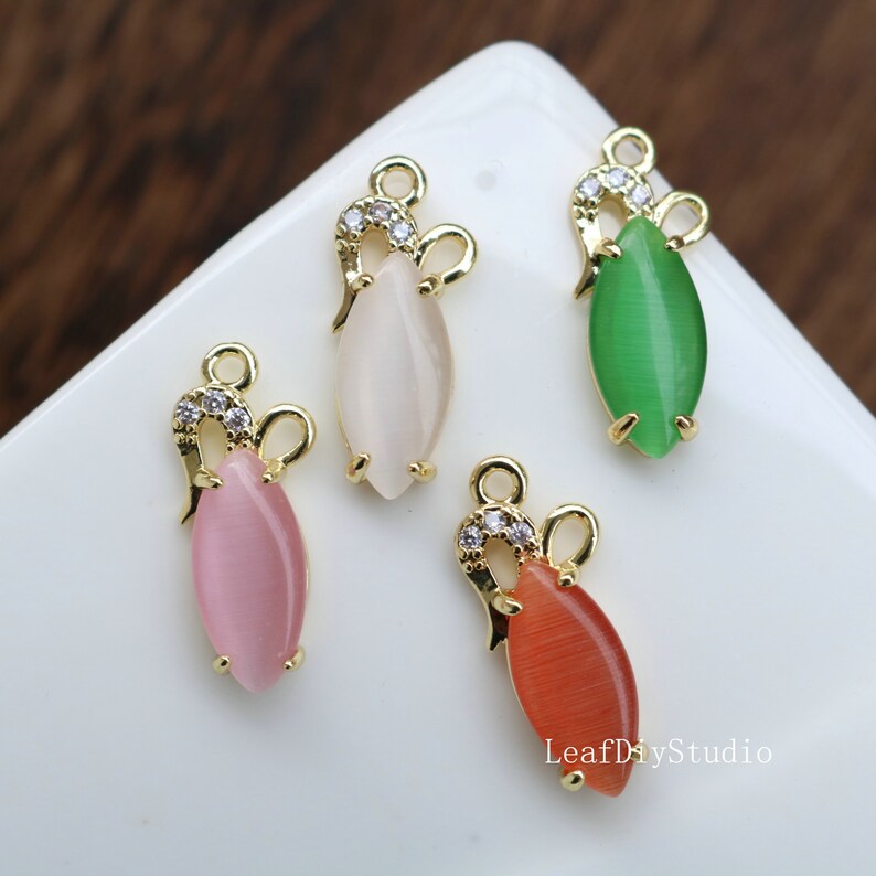 10pcs Cat's eye stone pendant charm, Crystal stone pendant, DIY bracelet necklace pendant Jewelry Supplies