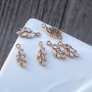 10pcs small leaves cz pave Leaves pendant charm, brass gold plated necklace pendant, pave charm