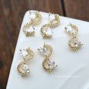 10pcs 8 words zircon Connector charm, cz pave charm pendant, pave charm, crystal CZ Pave ConnectoR