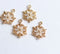 10PCS Gold Plated Cubic Zirconia Snowflake Charms,CZ Pave Flower Pendant, Snowflake Rhinestone Charm, diy Jewelry Making