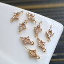 10PCS Crown Zirconia Snowflake Charms, 7*13mm CZ Pave Crown Pendant, Rhinestone Charm, diy Jewelry Making