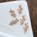 10PCS Flower branch Zirconia Connecto Charm Pedant, Flower CZ Pave Pendant, Rhinestone Charm, High Quality