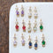 10pcs Teardrop CZ Pave Diamond Connector charm, zircon flower charm 5x17mm, 6 color pave charm, gold plated over brass